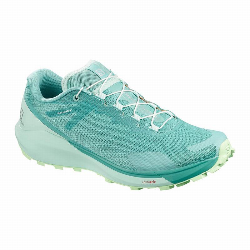 Chaussure Running Salomon Femme Turquoise / Vert - Salomon SENSE RIDE 3 W - France (9471-NKXOU)